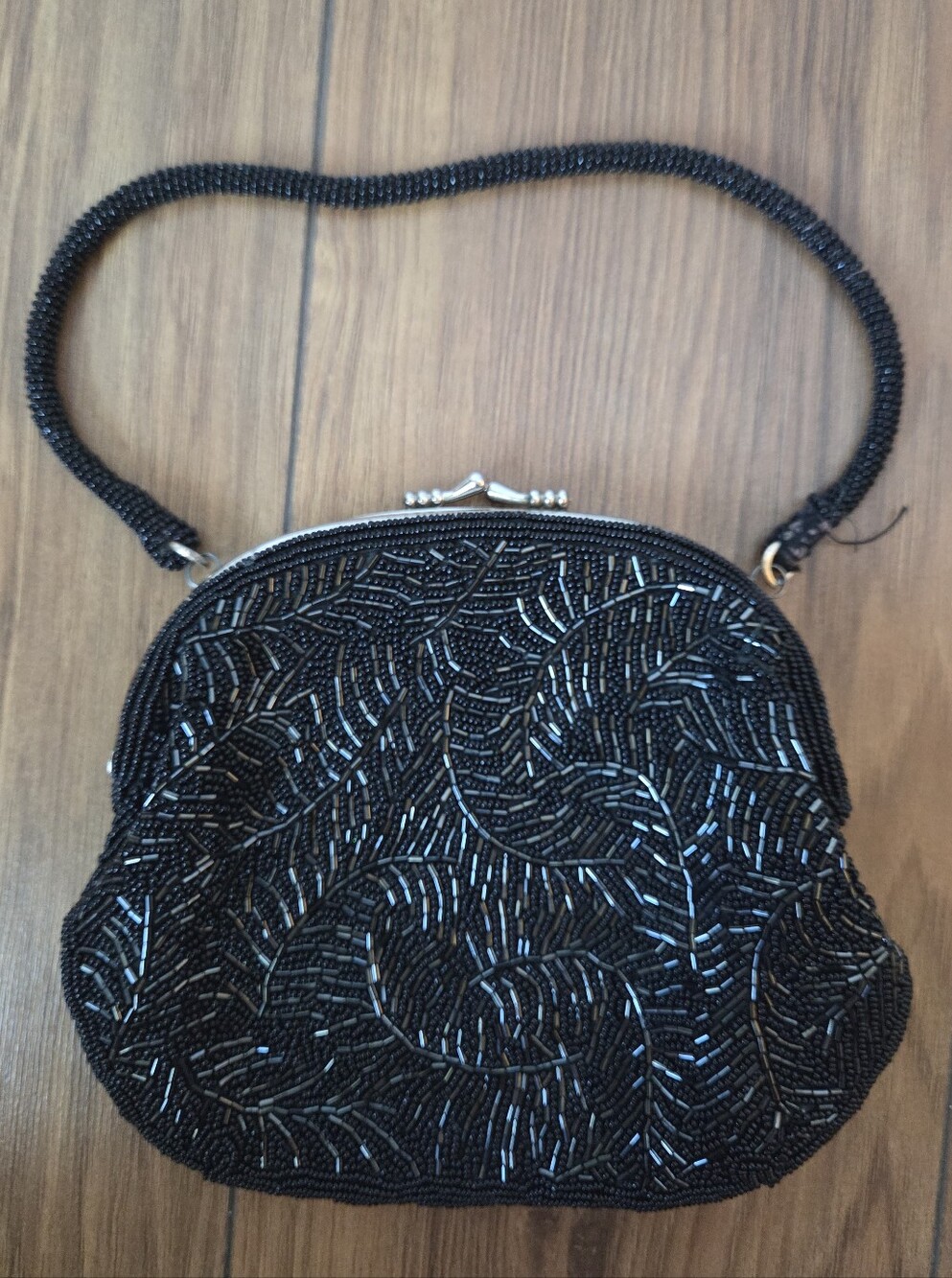 Black Beaded Evening Bag - Classic Handheld Purse